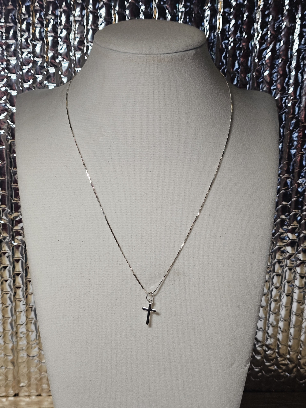 Delicate Sterling Silver 925 Cross Pendant Necklace - 16" Length